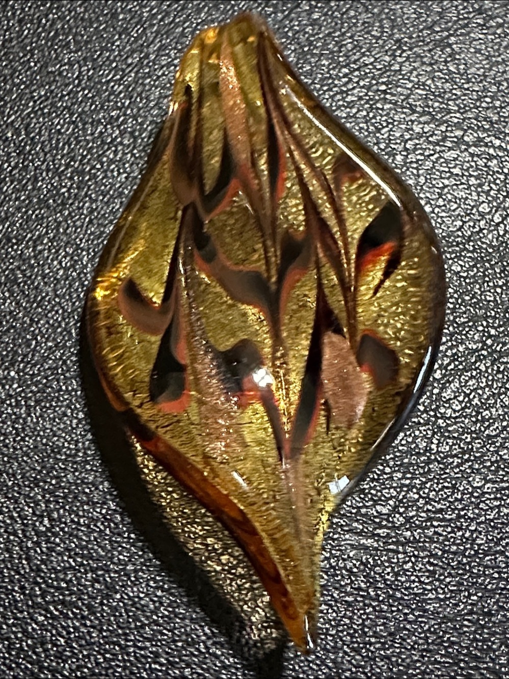Artisan Blown Glass Bronze With Gold Fleck Pendant